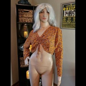 Super cropped burnt orange floral top